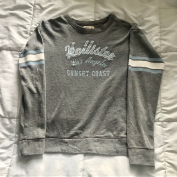 Hollister Sweatshirt Blue Grey Top Size Medium - Picture 3 of 6